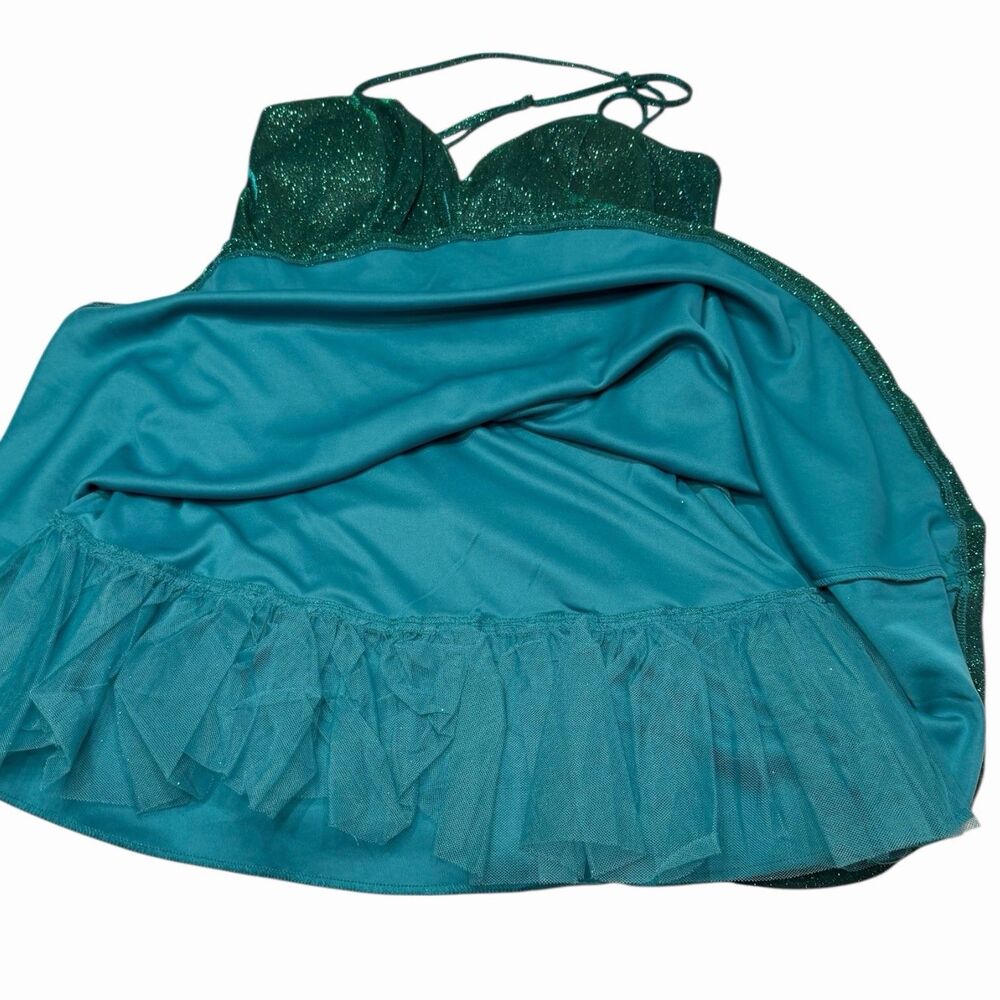 Green Iridescent Glitter Dress Womens Size 11 Fit Flare Party Homecoming Prom - Picture 11 of 15